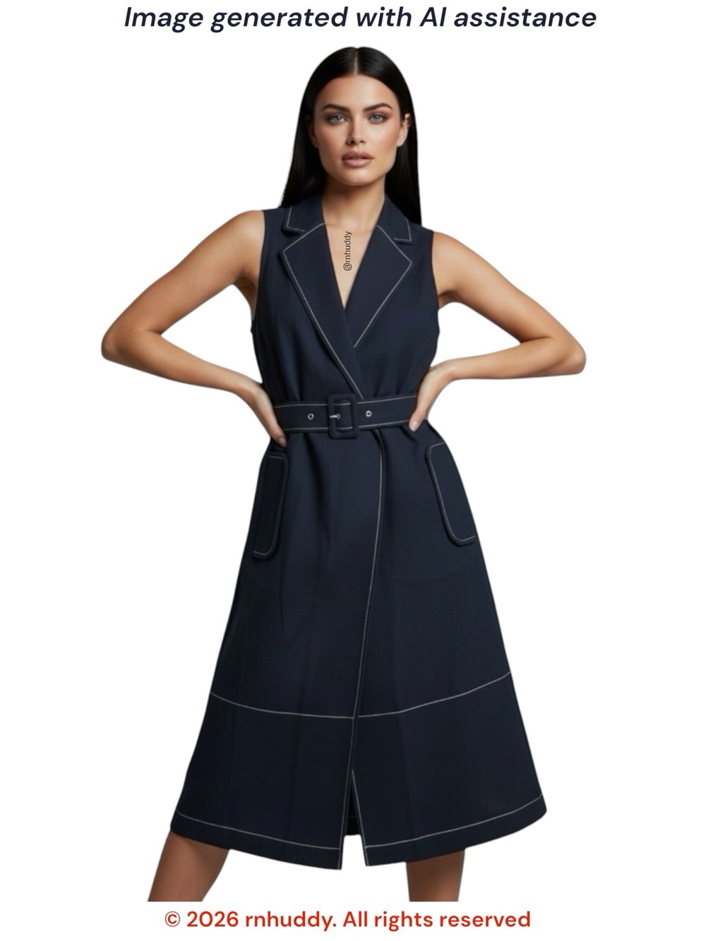 Gibson Latimer S navy contrast stitch open sleeveless belted blazer vest